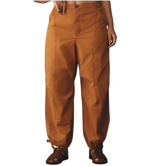 Anthropologie Pilcro Tactical Utility Pants, Brown, Tie Bottom, Plus Size, 1X - Picture 2 of 12